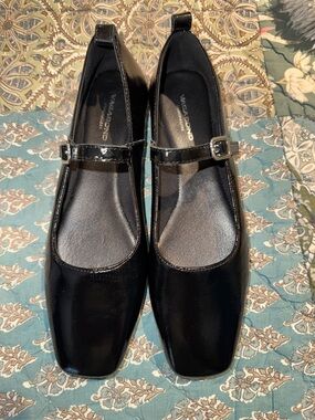 Vagabond Black Patent Square-Toe Mary Jane Flats